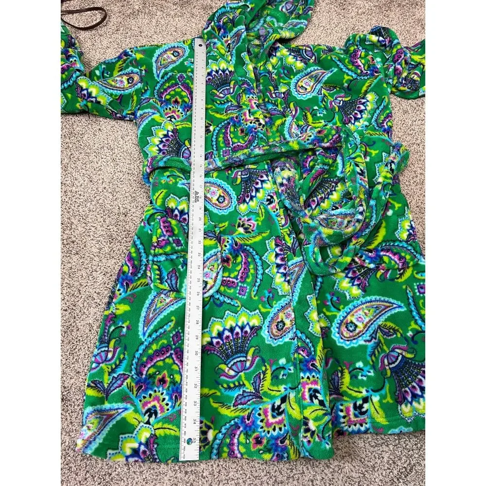 Vera Bradley Womens S/M Boho Maximalist Y2K Plush Loungewear Hooded Tie Robe